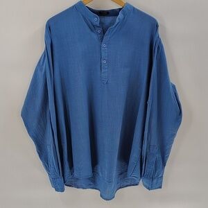 Coofandy Women’s Blue Button Front Long Sleeve Shirt Blouse Size Large